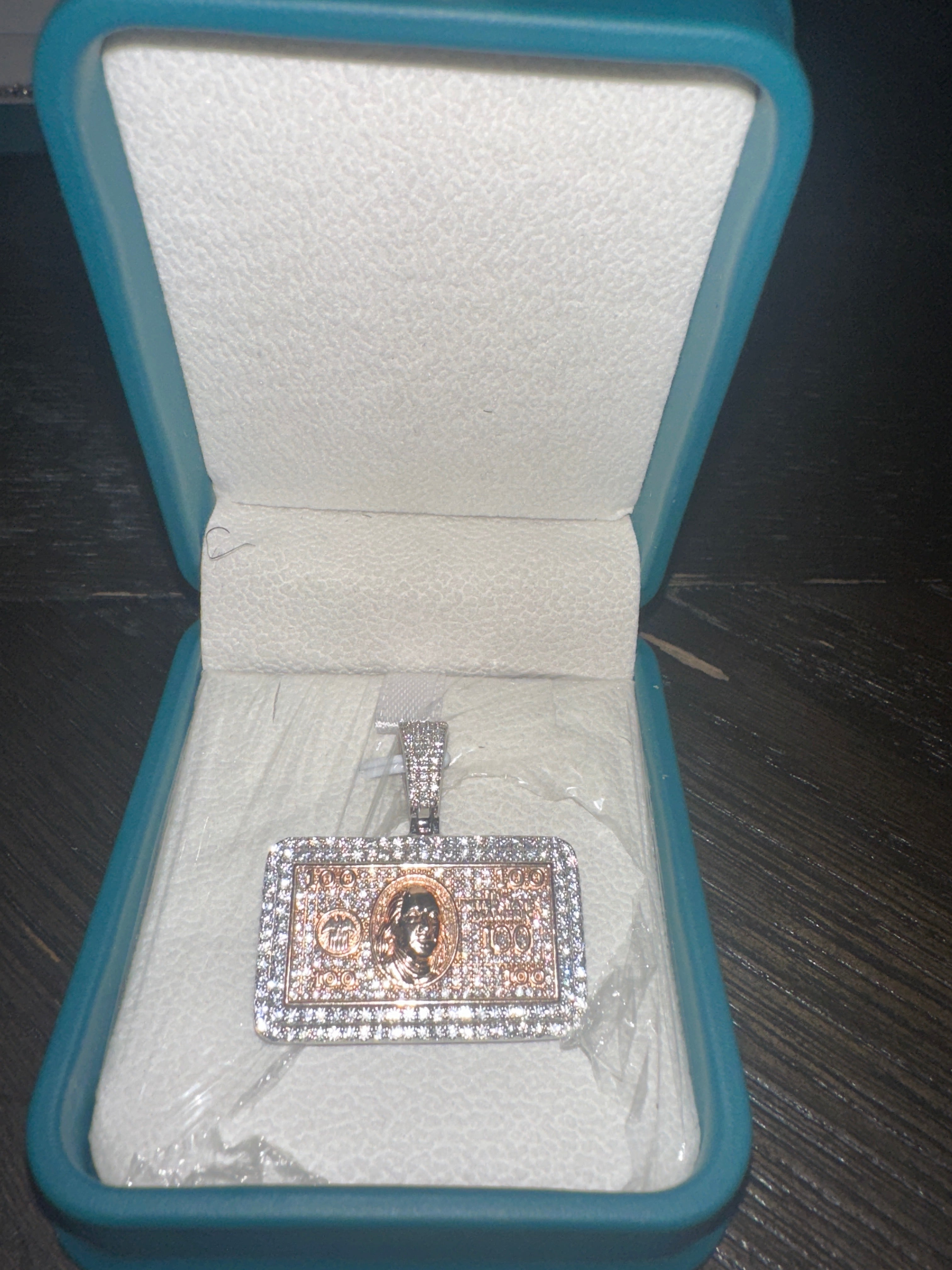 100 Dollar Bill Pendant Moissanite
