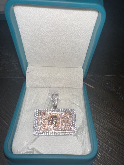 100 Dollar Bill Pendant Moissanite